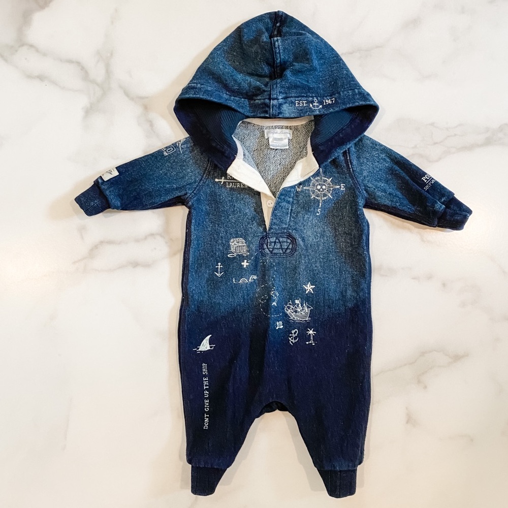 RALPH LAUREN - 3M DENIM ONESIE ONE PIECE ROMPER